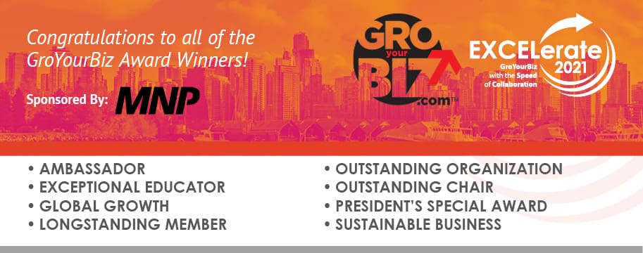 EXCELerate2021 Congratulations to all of the GroYourBiz Award Winners Banner